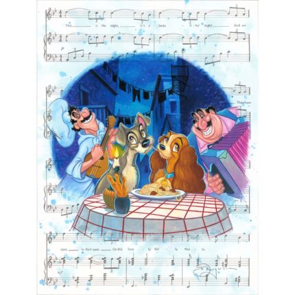 Lady and the Tramp ''Bella Notte'' by Tim Rogerson Canvas Artwork Limited Edition Official shopDisney