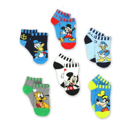 Mickey Mouse Pluto Goofy Donald Duck Toddler 6 Pack Quarter Socks Set MK584