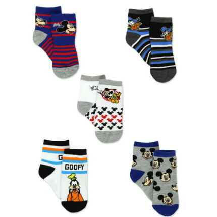 Mickey Mouse Toddler Boys 5 Pack Crew Style Socks Set MK522