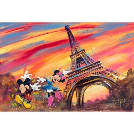 Mickey and Minnie Mouse ''Dancing Across Paris'' by Stephen Fishwick Canvas Artwork Limited Edition Official shopDisney