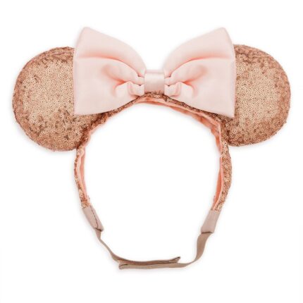 Minnie Mouse Sequin Ear Headband with Strap for Adults Rose Gold & Pink Official shopDisney