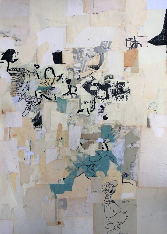 Original Abstract Collage by Jeroen Blok | Abstract Art on Cardboard | It's a small world