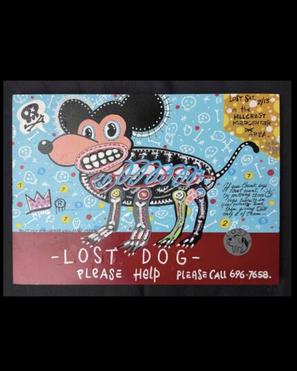 Original Abstract Painting by Marco Delbufalo | Pop Art Art on Wood | LOST DOG