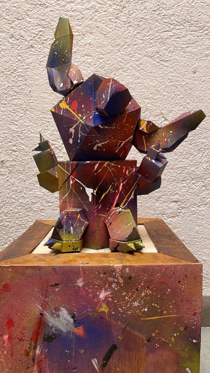 Original Abstract Sculpture by Santiago Martinez | Abstract Art on Paper | Familiar creature 626