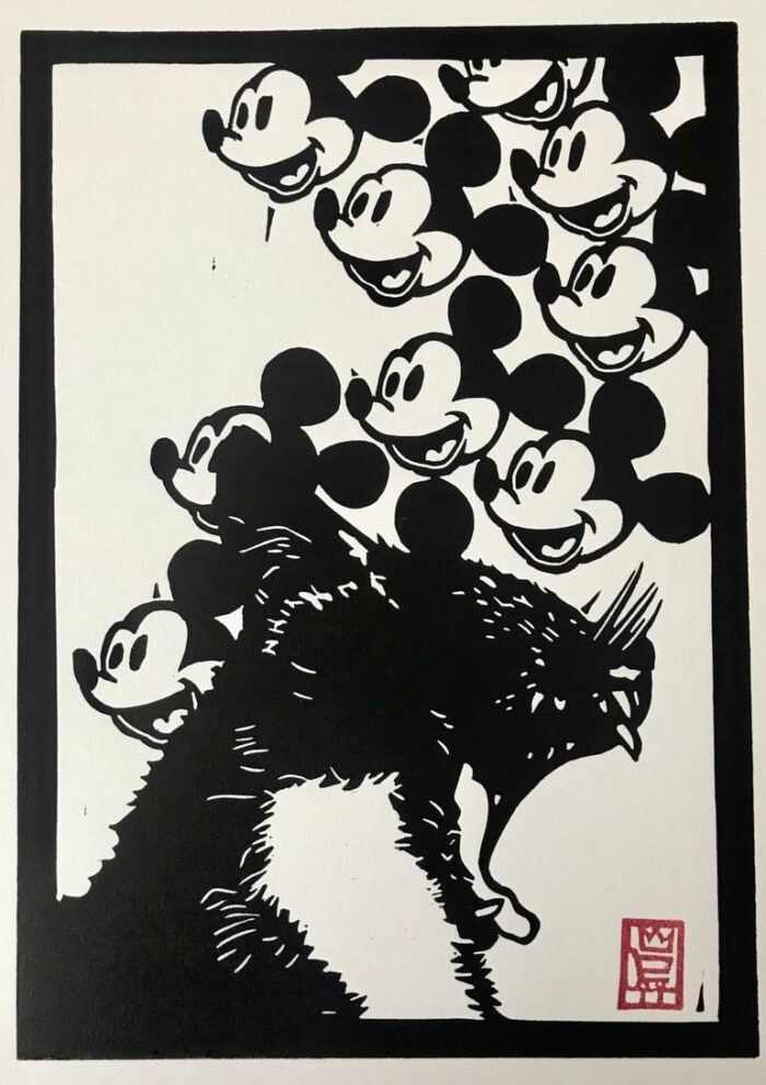 Original Animal Printmaking by Rex Rexwinkel | Expressionism Art on Paper | limited edition 'Wake up, new reality'