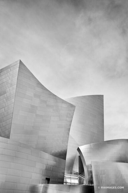 Original Architecture Photography by Robert Wojtowicz | Fine Art Art on Paper | WALT DISNEY CONCERT HALL CONTEMPORARY ARCHITECTURE LOS ANGELES BLACK A