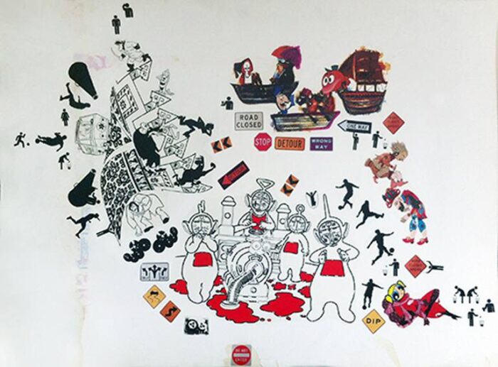 Original Cartoon Collage by Evrensel Urum | Dada Art on Paper | The game fields of discrepancy - 20