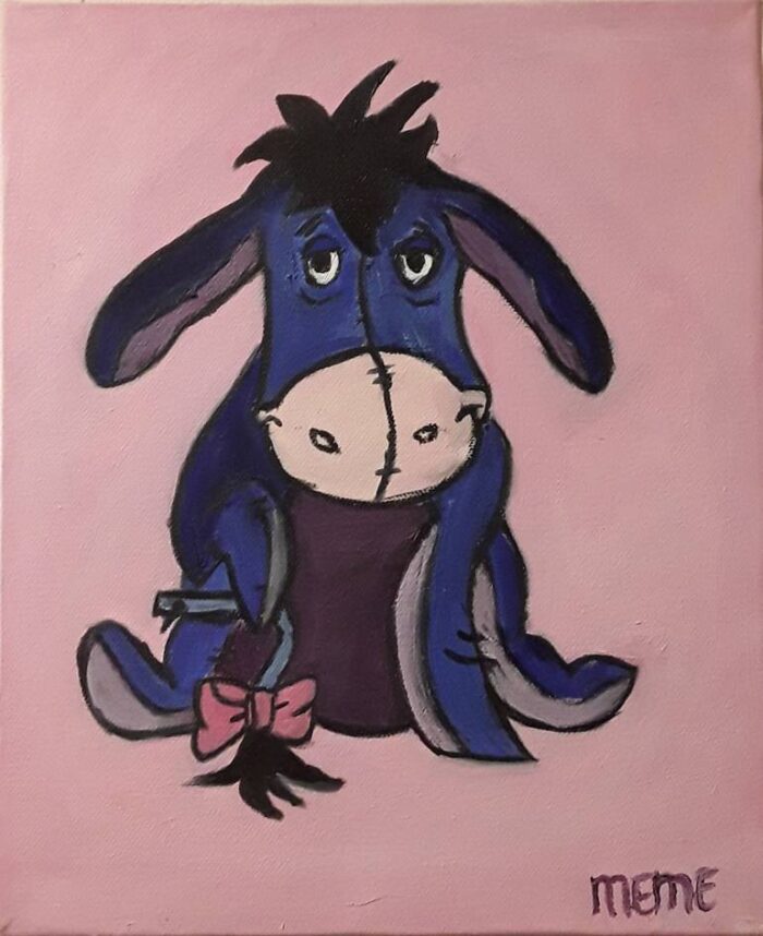 Original Cartoon Painting by Amy Davenport | Fine Art Art on Canvas | Eeyore the Donkey