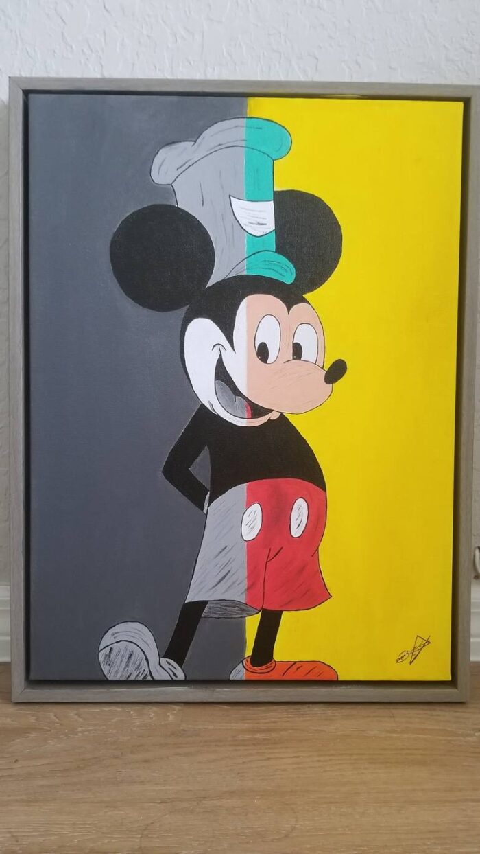 Original Cartoon Painting by Bernal Zumbado | Comic Art on Canvas | Original acrylic painting 18x24 (Retro Mickey)