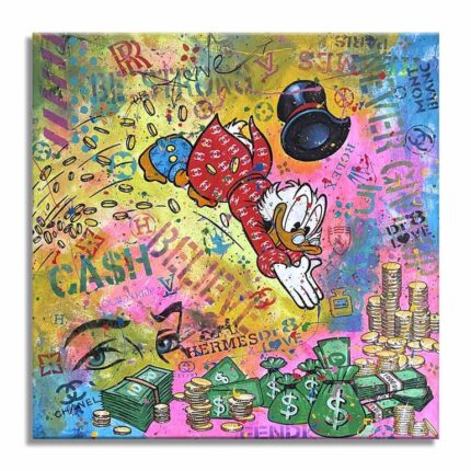 Original Cartoon Painting by Dr Eight Love | Pop Art Art on Canvas | Cash Rules - Original Painting on canvas
