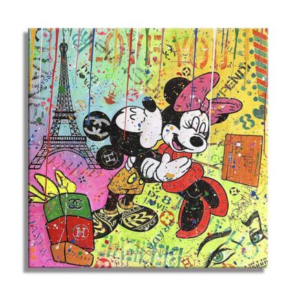 Original Cartoon Painting by Dr Eight Love | Pop Art Art on Canvas | Mickey Paris is calling - Original Painting on Canvas