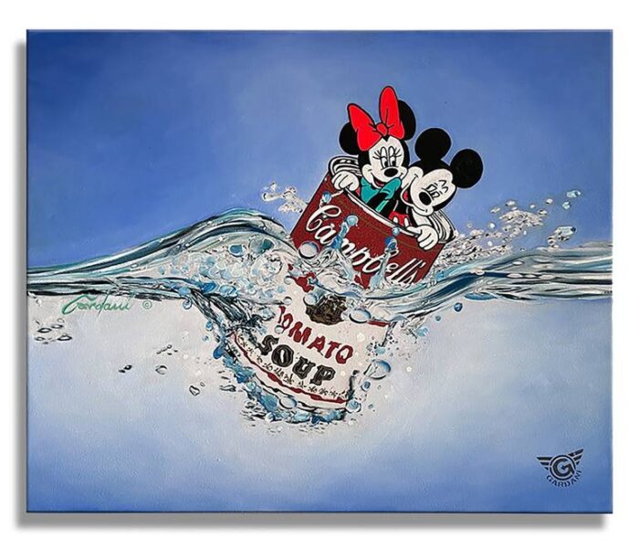 Original Cartoon Painting by Gardani Art | Pop Art Art on Canvas | Campbell's water rescue - Original Painting on canvas
