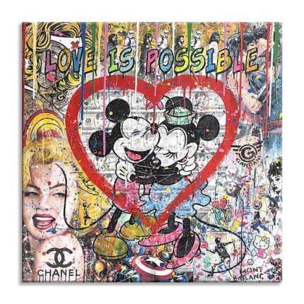 Original Cartoon Painting by Gardani Art | Pop Art Art on Canvas | Love is Possible - Original Painting on canvas