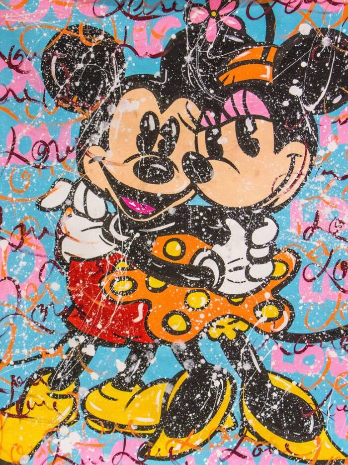 Original Cartoon Painting by Miss Rose | Street Art Art on Canvas | With Love Mickey and Minnie