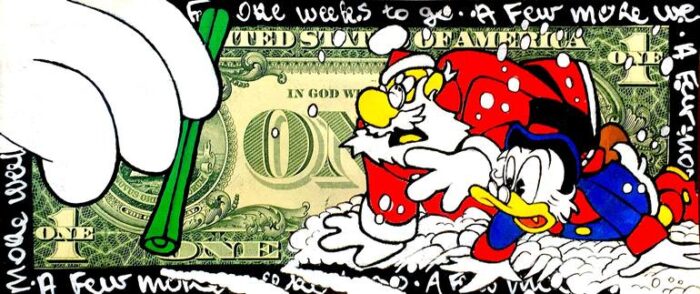 Original Cartoon Painting by Moabit Saga | Pop Art Art on Other | Uncle Scrooge - A Few More Weeks to Go