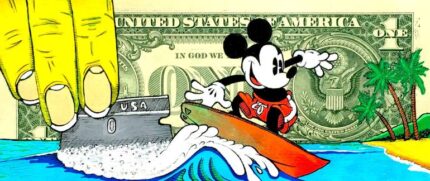 Original Cartoon Painting by Moabit Saga | Street Art Art on Other | Mickey Mouse - 1$ Day Bay Rider