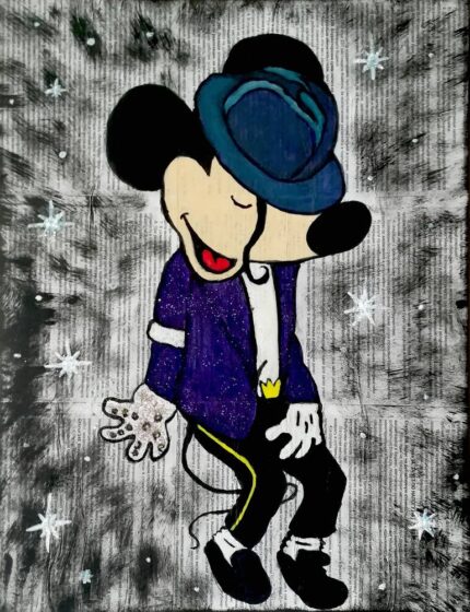 Original Cartoon Painting by Svetlana Adamenko | Pop Art Art on Cardboard | Dancing Mickey
