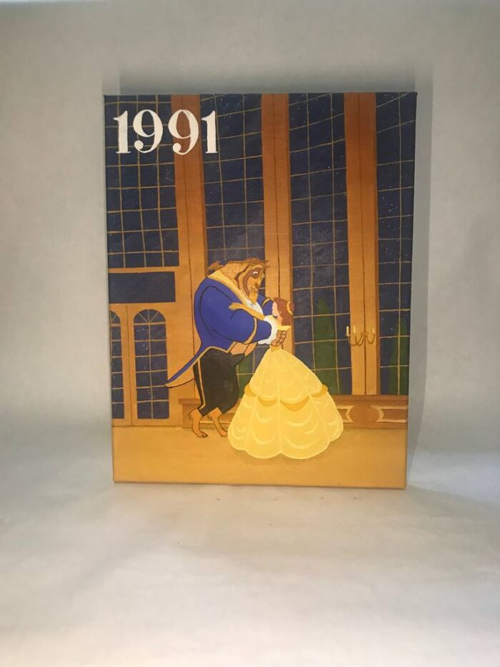 Original Cartoon Painting by Timothy Albright | Fine Art Art on Canvas | Beauty & The Beast 1991