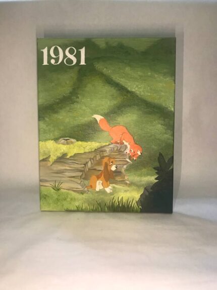 Original Cartoon Painting by Timothy Albright | Fine Art Art on Canvas | The Fox and The Hound 1981