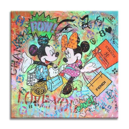 Original Cartoon Printmaking by Dr Eight Love | Pop Art Art on Canvas | Mickey Minnie Hermes - Canvas - - Limited Edition of 80