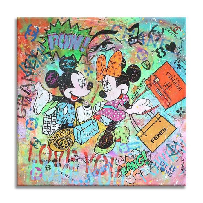 Original Cartoon Printmaking by Dr Eight Love | Pop Art Art on Paper | Mickey Minnie Hermes - Paper - Limited Edition of 80