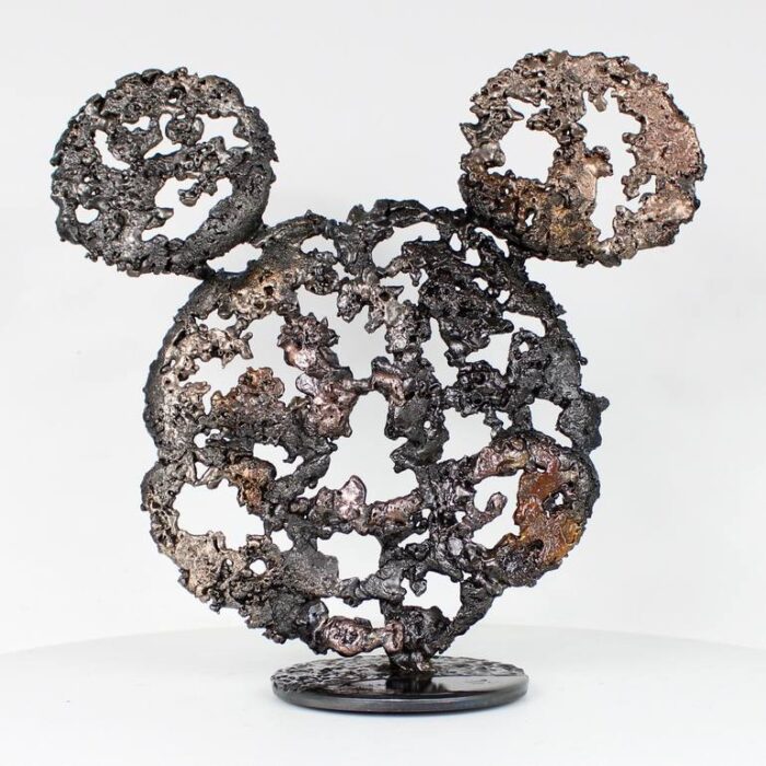 Original Cartoon Sculpture by Philippe Buil | Fine Art Art on Steel | Mickey Pop Art