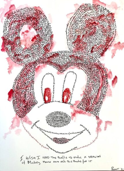 Original Celebrity Drawing by Ralph Posset | Conceptual Art on Paper | I wish I had the balls to make a drawing of Mickey Mouse ask big bucks for it