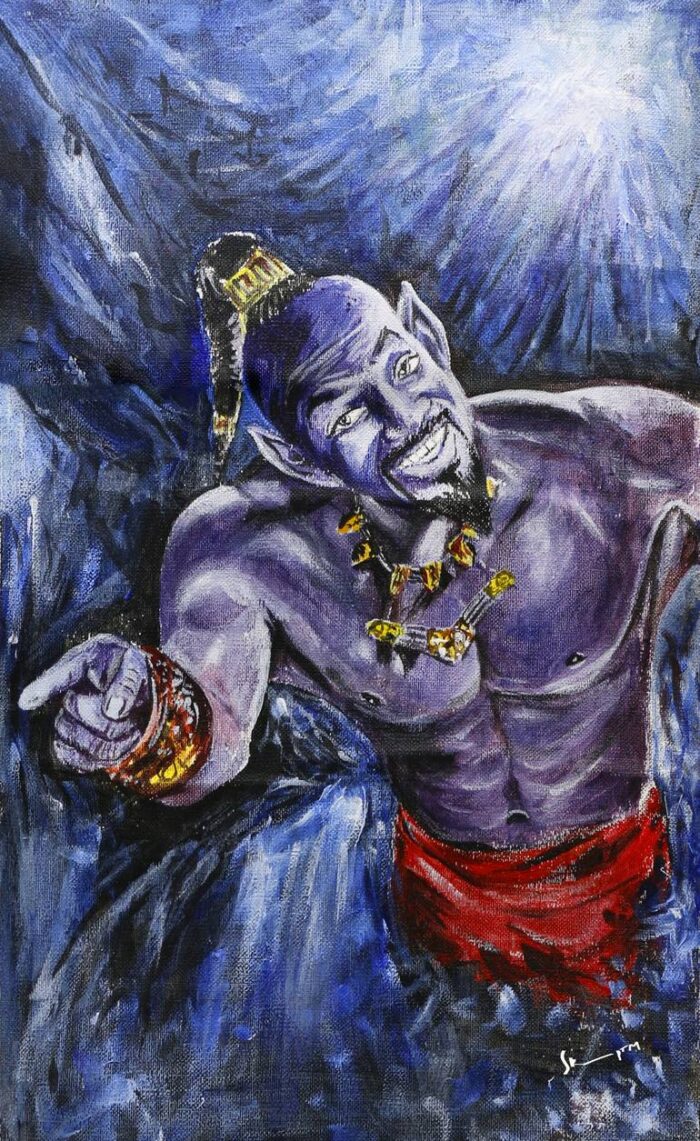 Original Celebrity Painting by Sunil Kumar | Portraiture Art on Canvas | Will Smith as Genie / Mariner: