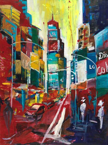 Original Cities Painting by Kushal Bastakoti | Abstract Expressionism Art on Canvas | NewYork The Dream Town