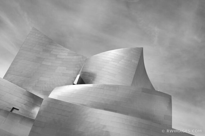 Original Cities Photography by Robert Wojtowicz | Fine Art Art on Paper | WALT DISNEY CONCERT HALL CONTEMPORARY ARCHITECTURE LOS ANGELES BLACK AND WHI
