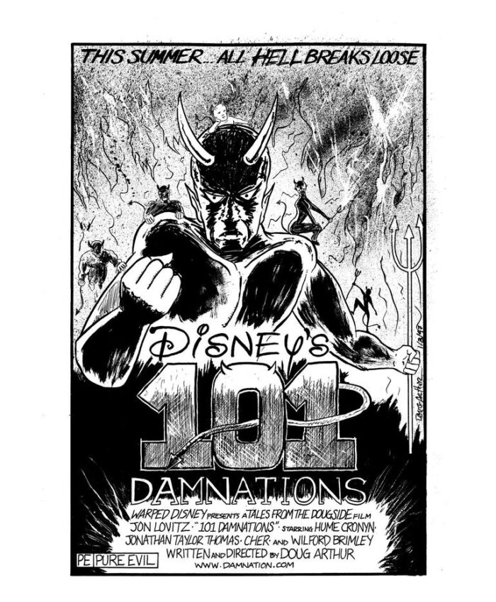 Original Comics Drawing by Douglas Arthur | Illustration Art on Paper | Tales From The Dougside #217 - Warped Disney's 101 Damnations