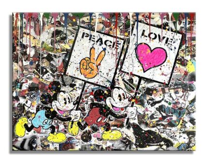 Original Comics Painting by Gardani Art | Pop Art Art on Canvas | Peace Love 33 Original Painting on canvas
