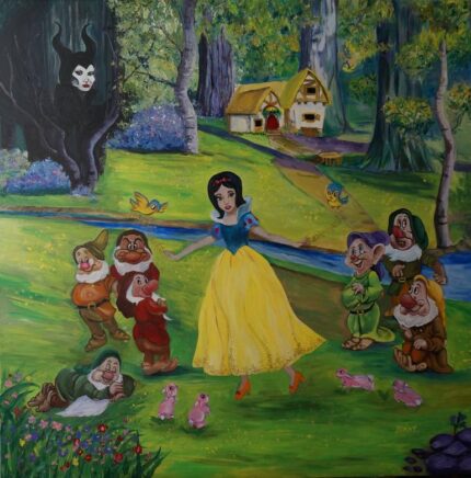 Original Fantasy Painting by Jomay Tam | Contemporary Art on Canvas | Snow White and the Seven Dwarfs
