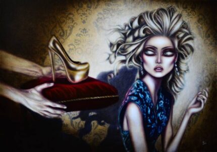 Original Fantasy Painting by Tiago Azevedo | Pop Art Art on Canvas | Cinderella Painting by Tiago Azevedo Pop Surrealism Art