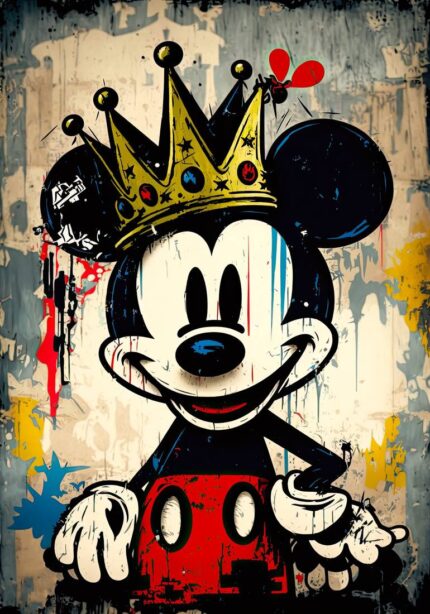 Original Graffiti Painting by Cheeky Bunny Pop Art | Abstract Art on Canvas | Basquiat Mickey Mouse
