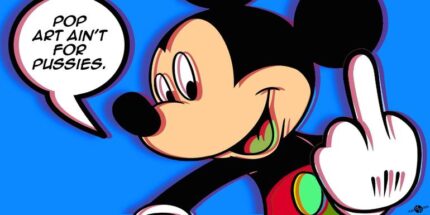 Original Humor Mixed Media by Tony Rubino | Pop Art Art on Canvas | Mickey Mouse Finger Pop Art Graffiti 2