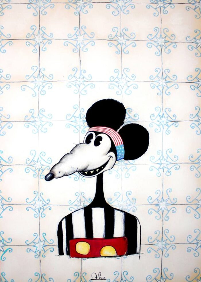 Original Pop Culture/Celebrity Painting by Antonio Pozo | Pop Art Art on Paper | Mickey Rat