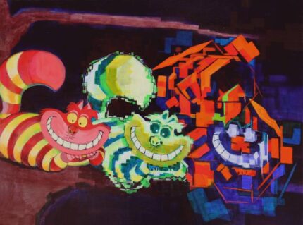 Original Pop Culture/Celebrity Painting by Marty Breedlove | Abstract Art on Wood | The Cheshire Cat
