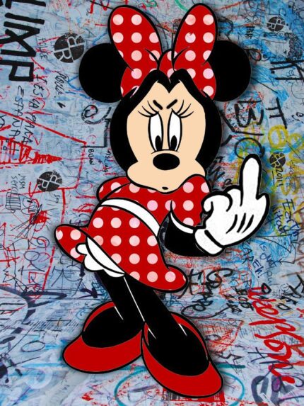 Original Popular culture Mixed Media by Tony Rubino | Pop Art Art on Canvas | Minnie Mouse Finger Pop Art Graffiti 1