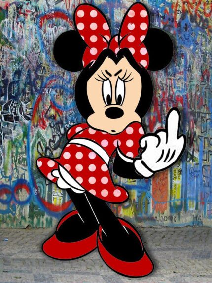 Original Popular culture Mixed Media by Tony Rubino | Pop Art Art on Canvas | Minnie Mouse Finger Pop Art Graffiti 3