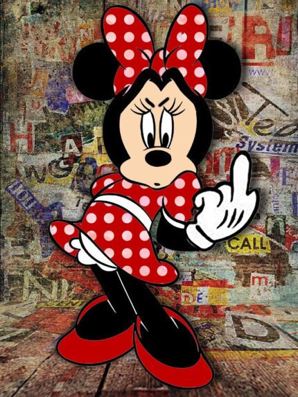 Original Popular culture Mixed Media by Tony Rubino | Pop Art Art on Canvas | Minnie Mouse Finger Pop Art Graffiti 5