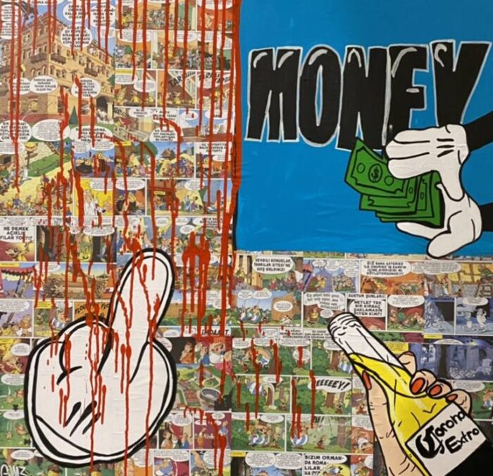 Original Popular culture Painting by Gamze Aydin | Pop Art Art on Canvas | Money