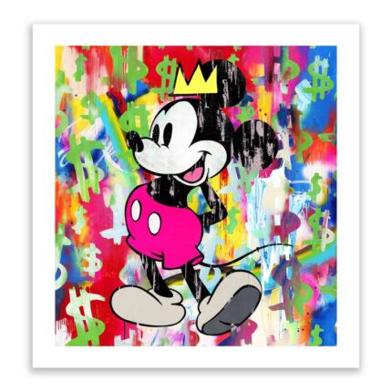 Original Popular culture Printmaking by Ben Allen | Contemporary Art on Paper | Neon Love Series - Mickey