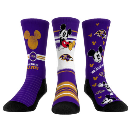 Rock Em Socks Baltimore Ravens Disney Three-Pack Crew Socks Set
