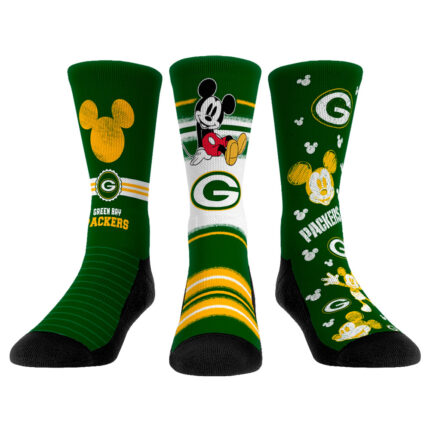 Rock Em Socks Green Bay Packers Disney Three-Pack Crew Socks Set