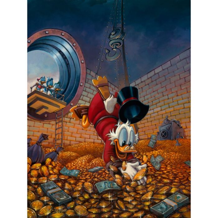 Scrooge McDuck ''Diving in Gold'' by Rodel Gonzalez Canvas Artwork Limited Edition Official shopDisney