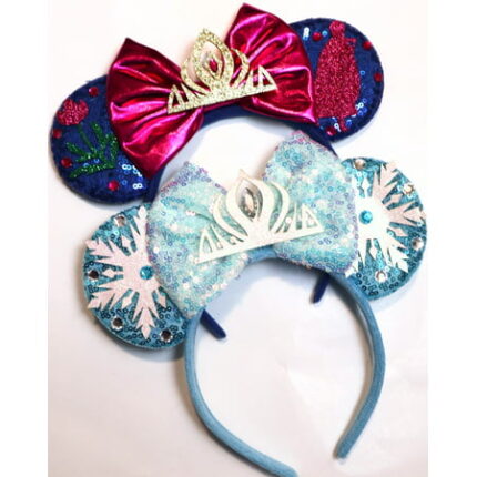 Set of 2 Frozen Inspired Minnie Ears Headband / Frozen Ears / Elsa Ears / Elsa Minnie Ears / Snowflake Ears / Anna Ears / Holiday Minnie Ears