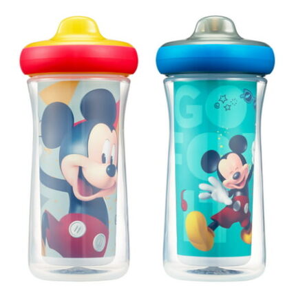 The First Years Disney Mickey Mouse Insulated Hard Spout Sippy Cups With One Piece Lid 9 Oz 2 Pack