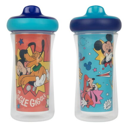 The First Years Disney Mickey Mouse Insulated Sippy Cups - 9 Ounces - 2 Count - Dishwasher Safe Leak and Spill Proof Toddler Cups Made Without BPA