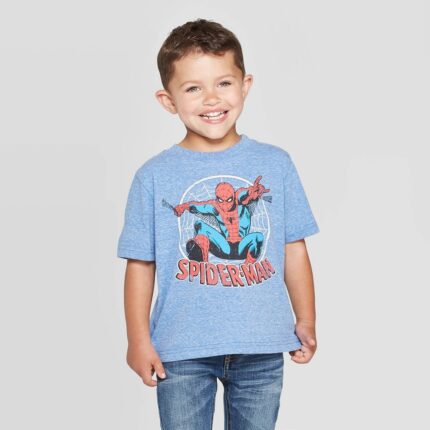 Toddler Boys' Disney Spider-Man Short Sleeve Graphic T-Shirt - Heather Blue 18M